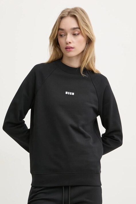 MSGM hanorac de bumbac femei, culoarea negru, cu imprimeu, 2000MDM503.300000