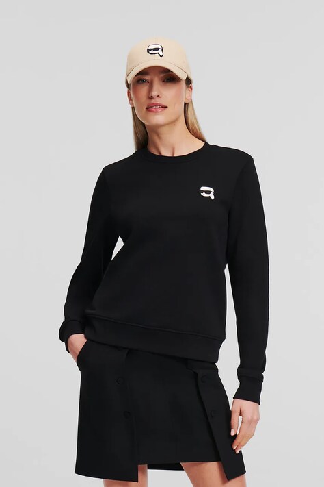 Mikina Karl Lagerfeld dámská, černá barva, s aplikací, A1W20014