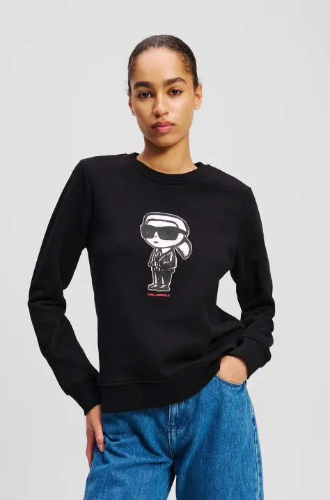 Karl Lagerfeld bluza bawełniana damska kolor czarny z nadrukiem A2W20071
