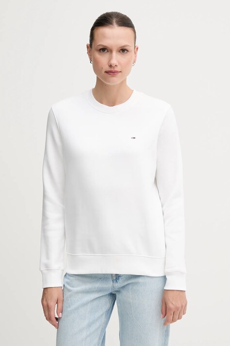 Mikina Tommy Jeans dámská, bílá barva, hladká, DW0DW19959