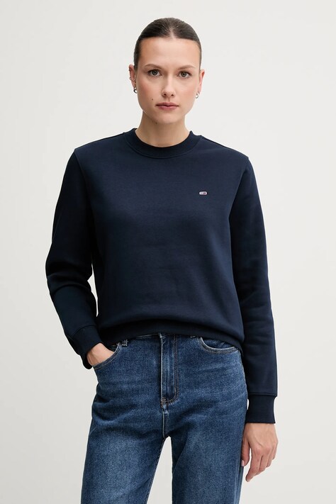 Tommy Jeans bluză culoarea bleumarin, uni, DW0DW19959