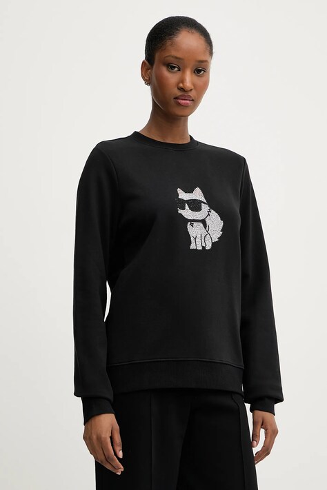 Karl Lagerfeld bluză culoarea negru, cu imprimeu, A3W20066