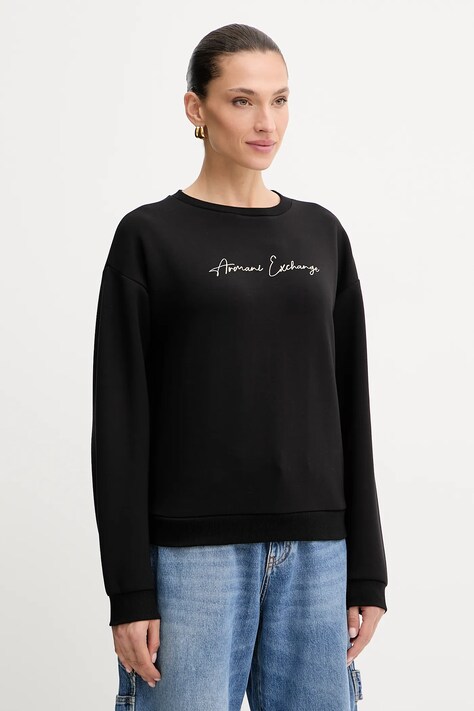 Armani Exchange bluza damska kolor czarny z aplikacją XW000835 AF13397