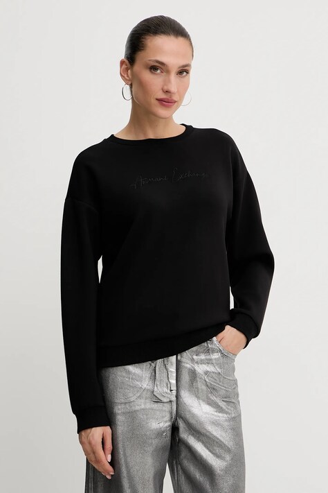 Armani Exchange bluza damska kolor czarny z aplikacją XW000835 AF13397