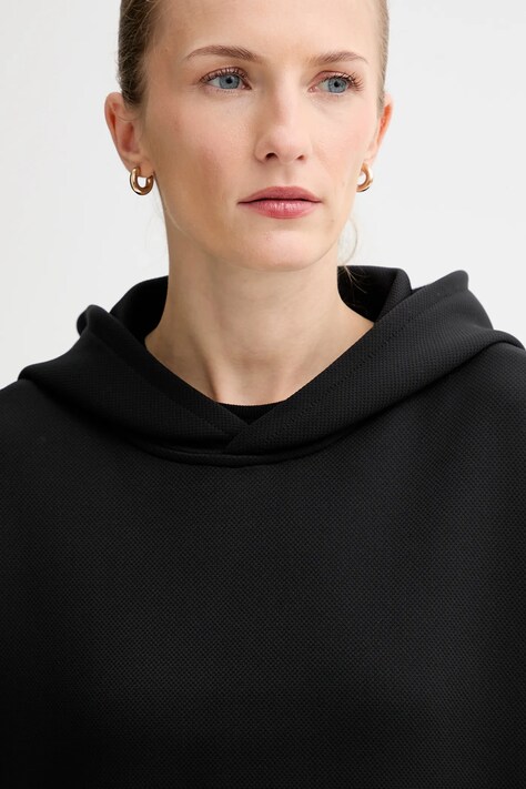 MMC STUDIO bluza damska kolor czarny z kapturem z aplikacją VERITE.HOODIE