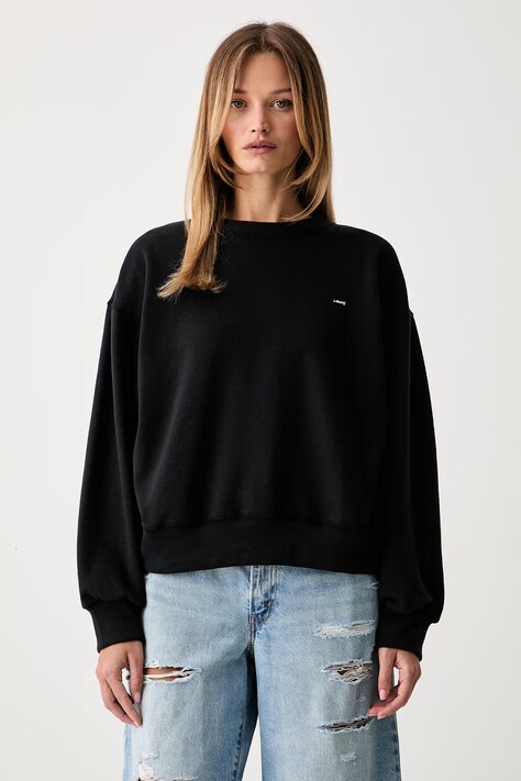 Levi's dukserica za žene s pamukom EVERYDAY CREW crna 0082J