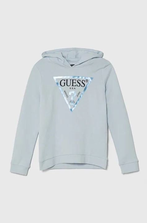 Dječja pamučna dukserica Guess s kapuljačom, s tiskom