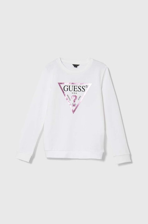 Guess bluza bawełniana dziecięca kolor biały z nadrukiem J74Q10 KAUG0
