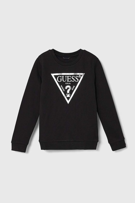 Παιδική βαμβακερή μπλούζα Guess χρώμα: μαύρο, J74Q10 KAUG0