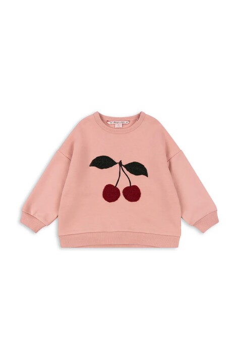 Konges Sløjd bluza z bawełną dziecięca LOU TERRY SWEAT SHIRT OCS kolor różowy z aplikacją KS105642
