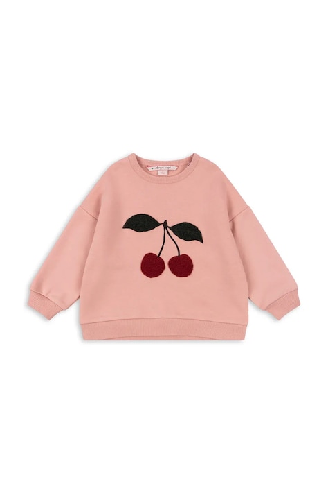 Konges Sløjd bluza z bawełną dziecięca LOU TERRY SWEAT SHIRT OCS kolor różowy z aplikacją KS105642