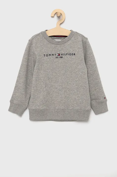 Παιδική βαμβακερή μπλούζα Tommy Hilfiger χρώμα: γκρι
