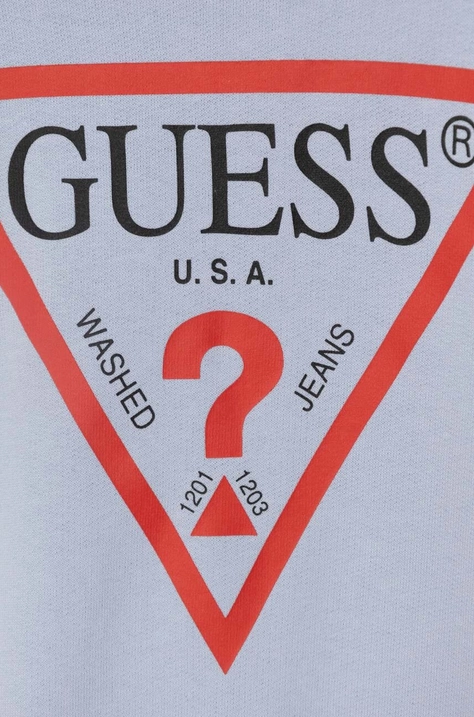 Guess bluza bawełniana dziecięca kolor niebieski z nadrukiem