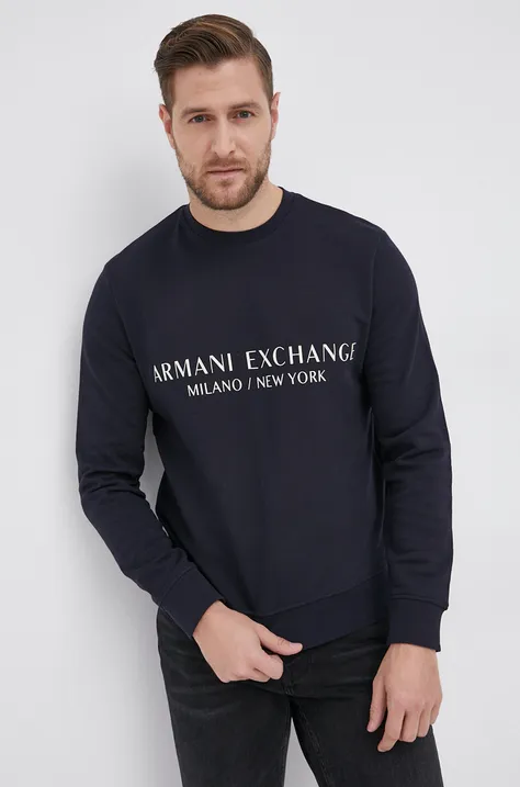 Armani Exchange bluza bawełniana męska kolor granatowy z nadrukiem 8NZM88 ZJKRZ NOS