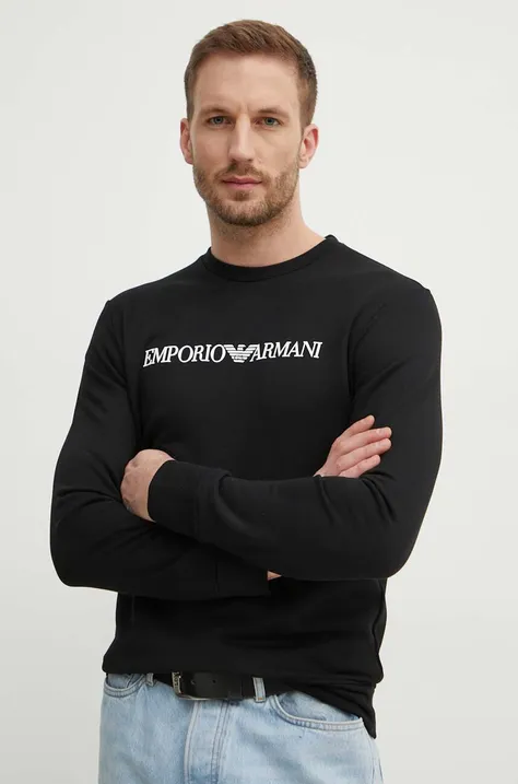 Mikina Emporio Armani pánská, černá barva, s potiskem, 8N1MR6 1JRIZ