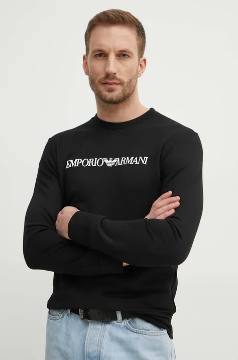 Кофта Emporio Armani чоловіча колір чорний з принтом
