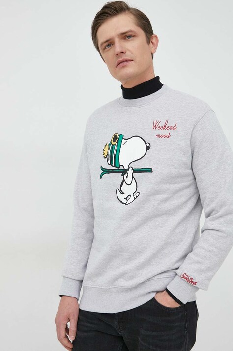 Bavlněná mikina MC2 Saint Barth X Peanuts pánská, šedá barva, s potiskem
