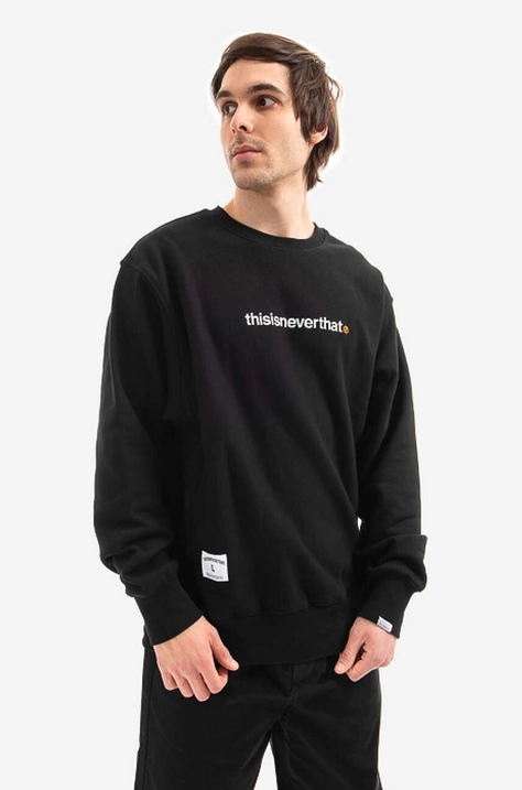 Кофта thisisneverthat Sport T-Logo Crewneck мужская цвет чёрный с аппликацией TN213TSWCW03-BLACK