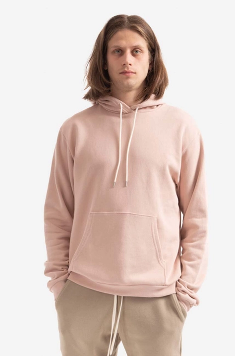 Бавовняна кофта John Elliott Beach Hoodie чоловіча колір рожевий з капюшоном однотонна B121B00711A-pink