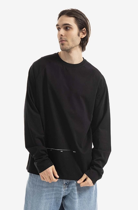 Bavlnená mikina Tom Wood Rivoli Long Sleeve 22292.975 pánska, čierna farba, s potlačou