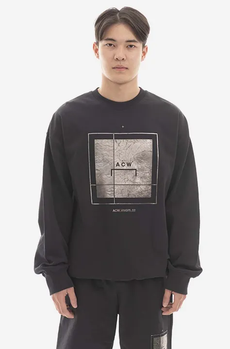 A-COLD-WALL* cotton sweatshirt Foil Grid Crewneck men's black color