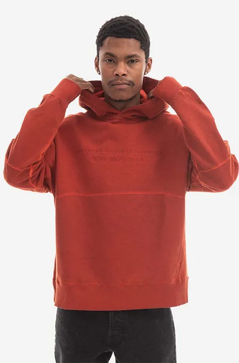 Bombažen pulover A-COLD-WALL* Overdye Hoodie moški, rdeča barva, s kapuco