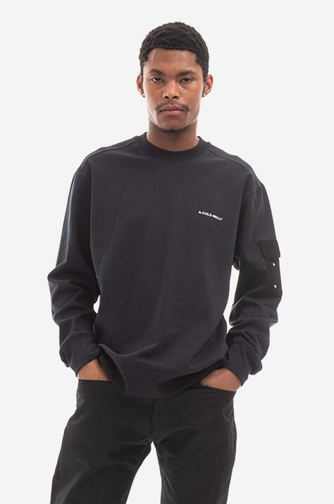 Бавовняна кофта A-COLD-WALL* Polygon Technical Crewneck чоловіча колір чорний з принтом ACWMW079.-BLACK