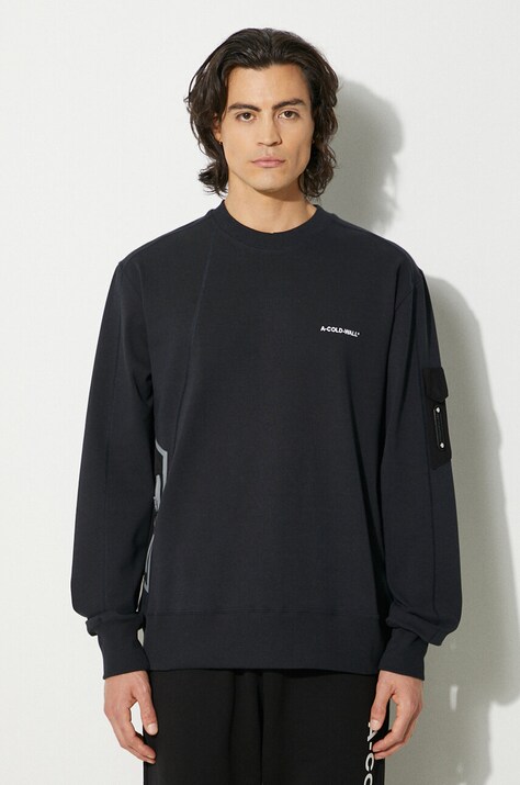 Βαμβακερή μπλούζα A-COLD-WALL* Polygon Technical Crewneck χρώμα: μαύρο F30
