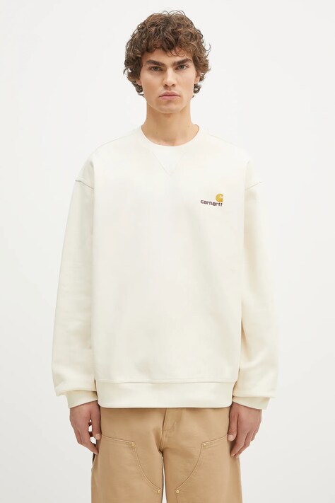 Carhartt WIP bluza American Script Sweat męska kolor beżowy gładka I025475.-NATURAL
