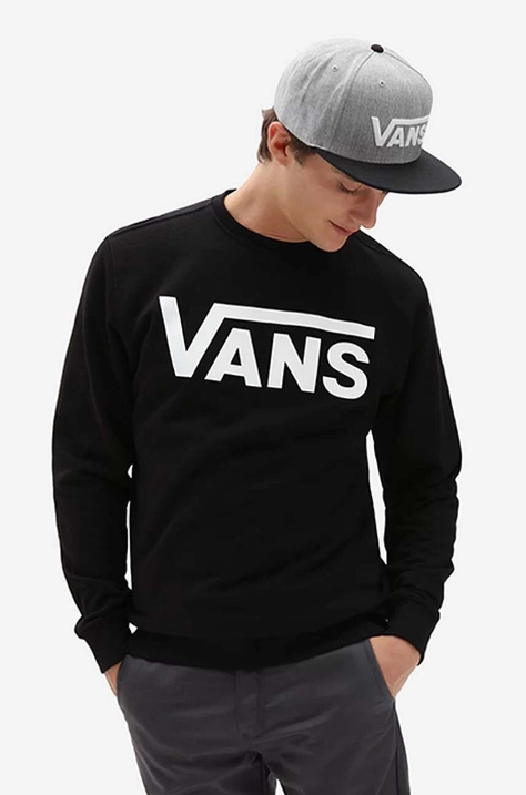 Хлопковая кофта Vans CLASSIC CREW II мужская цвет чёрный с принтом VA456AY28-black