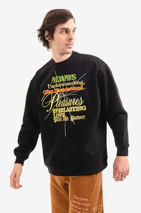 PLEASURES sweatshirt Faith Crewneck men's black color P21W027-BLACK