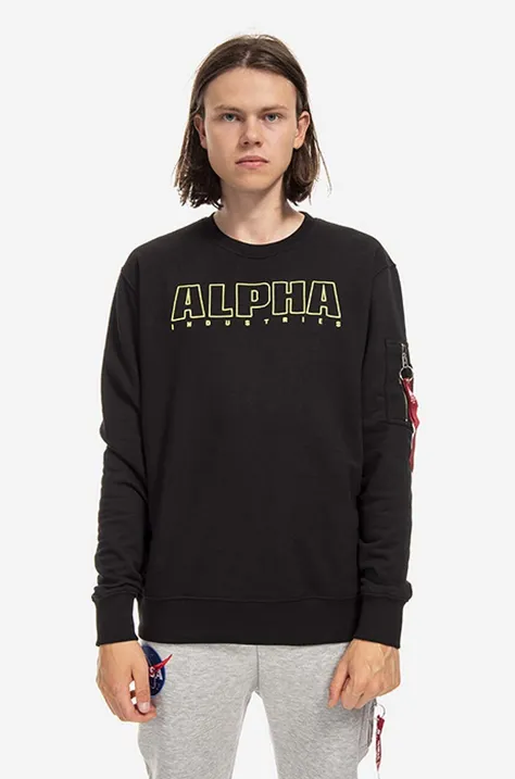 Кофта Alpha Industries Embroidery мужская цвет чёрный с принтом 116312.03-black