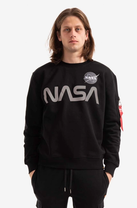 Кофта Alpha Industries мужская цвет чёрный с принтом 178309.03-black