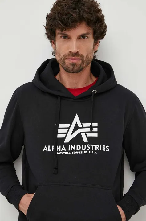 Alpha Industries sweatshirt Basic Hoody men's black color 178312.03