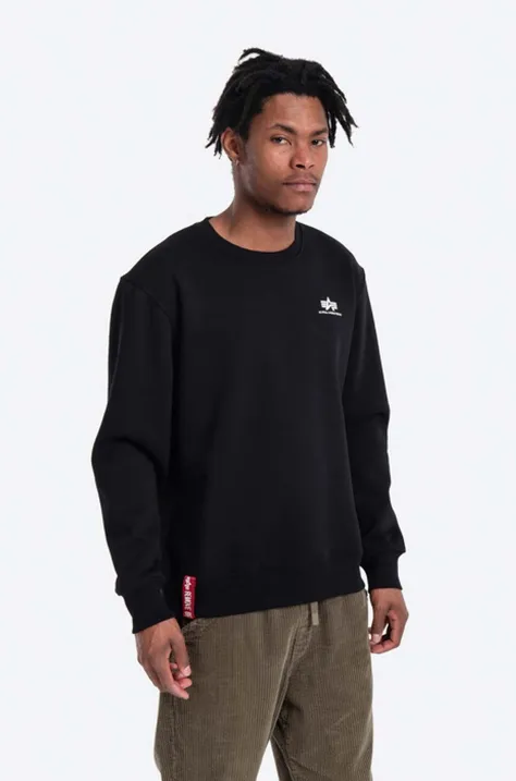 Alpha Industries sweatshirt Basic Sweater Small Logo men's black color 188307.03