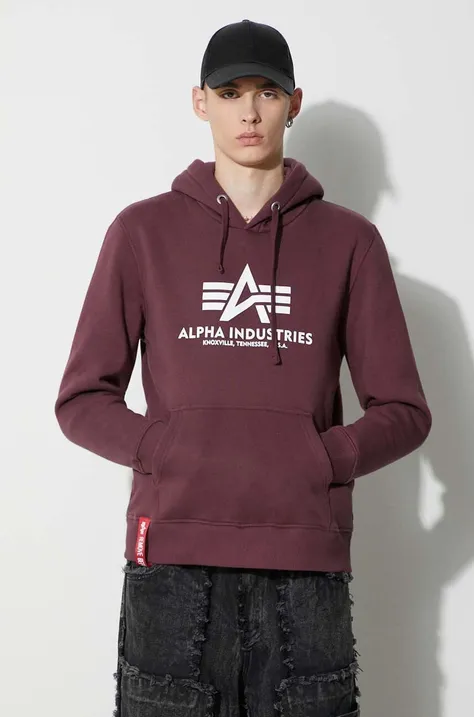 Alpha Industries sweatshirt Basic Hoody men's maroon color 178312.21