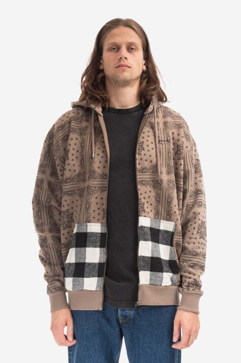 Кофта Karl Kani мужская цвет коричневый с капюшоном узор 6022758-brown