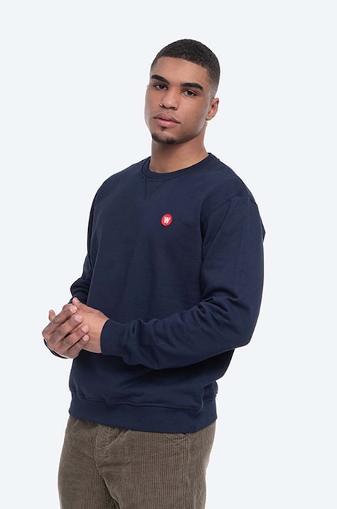 Памучен суичър Wood Wood Tye Double A в бордо с меланжов десен