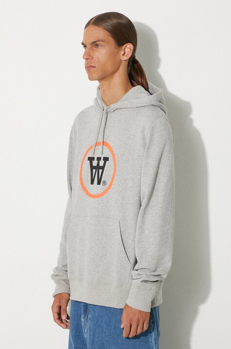 Βαμβακερή μπλούζα Wood Wood Ian Hoodie χρώμα: γκρι, με κουκούλα F30