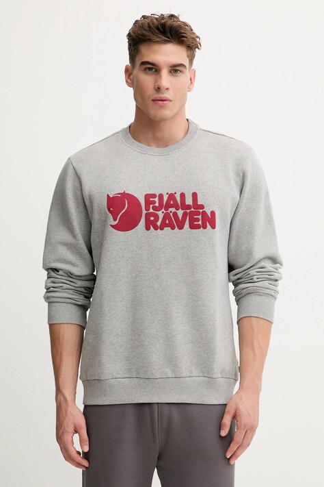 Bavlněná mikina Fjallraven Logo Sweater pánská, šedá barva, s aplikací, F84142