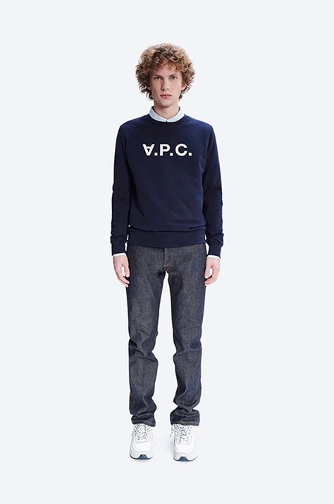 A.P.C. кофта чоловіча бавовняна Bluza A.P.C. Sweat Vpc COECQ-H27378 BLACK — AA00-BLM0HS, темно-синій — фото 2