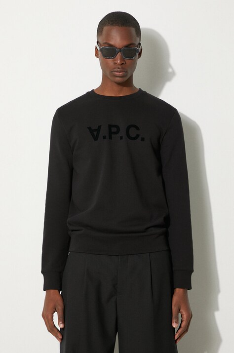 A.P.C. hanorac de bumbac Sweat Vpc bărbați, culoarea negru, cu imprimeu COECQ.H27378-DARKNAVY