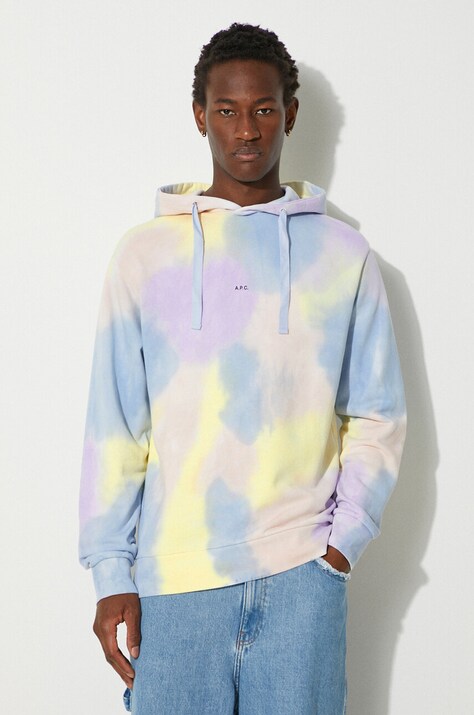 A.P.C. hanorac de bumbac Victor bărbați, cu glugă, cu model COEWP.H27703-MULTICOLOR