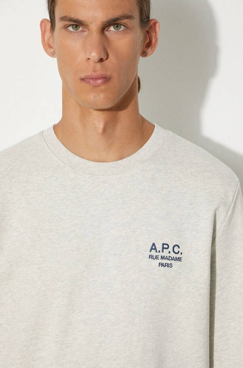 Βαμβακερή μπλούζα A.P.C. Sweat Rider χρώμα: γκρι F30