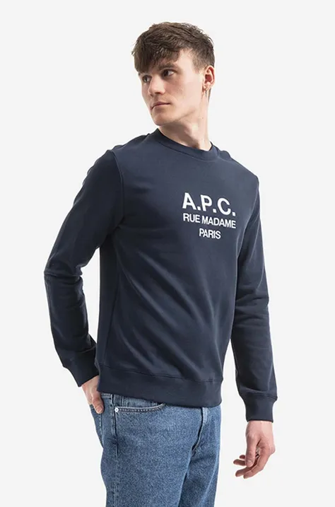 A.P.C. cotton sweatshirt Sweat Rufus men's navy blue color