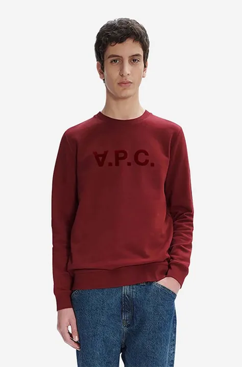 Bombažen pulover A.P.C. Sweat moški, bordo barva