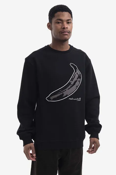 Памучен суичър Maharishi Chanile Olive Banana x Warhol Embroidery 9643 BLACK в черно с апликация