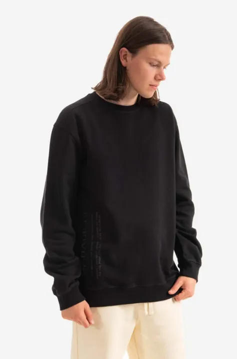 Bavlněná mikina Maharishi Miltype Embroidered Crew Sweat Organic 420 9755 BLACK pánská, černá barva, hladká