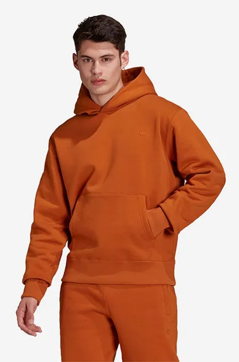 Кофта adidas Originals Adicolor Trefoil Hoodie чоловіча колір помаранчевий з капюшоном однотонна H09177-POMARANCZ