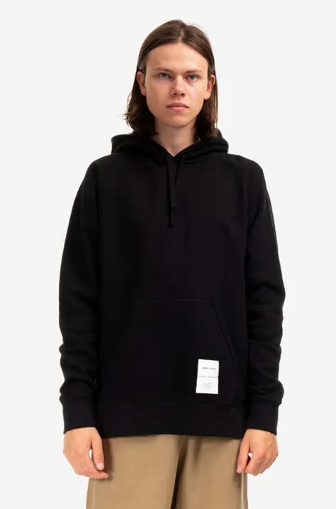 Хлопковая кофта Norse Projects Kristian Tab Series Hood мужская цвет чёрный с капюшоном однотонная N20.1294.9999-9999